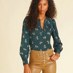 Veronica Beard Abbie Bouquet Print Top in Evergreen Multi